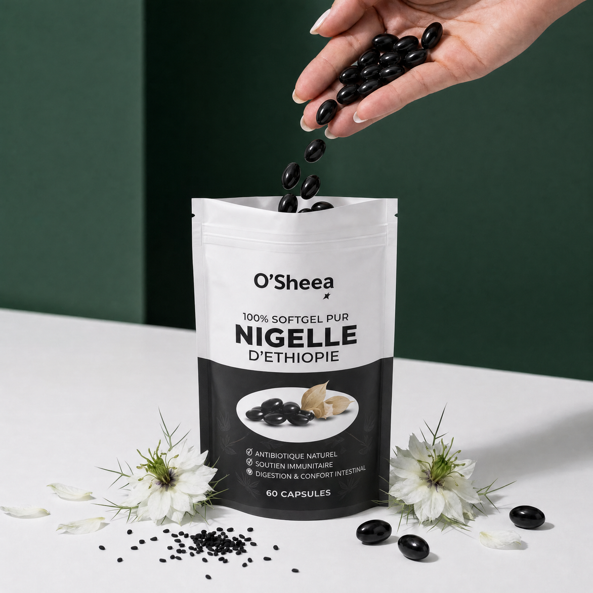 Capsules O'Sheea versees dans la main